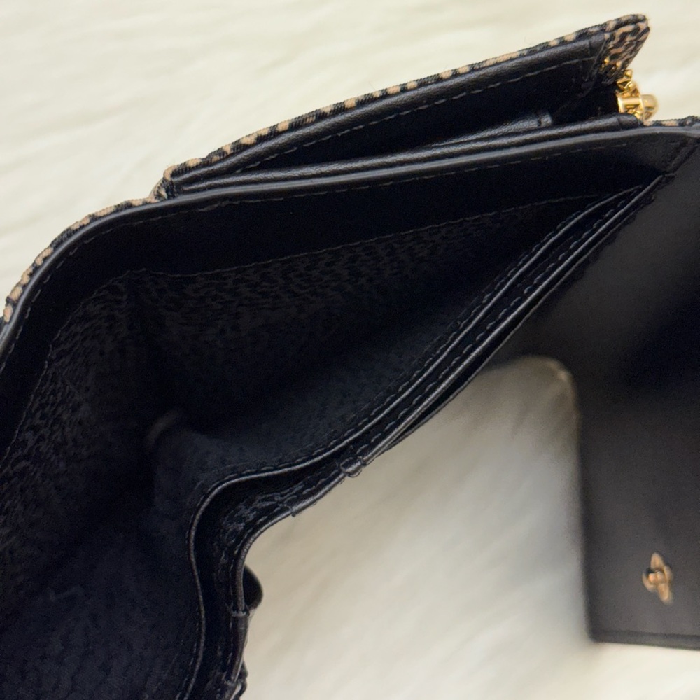 BORBONESE - BLACK TAN NYLON OP NATURALE NERO MEDIUM SIZED TRIFOLD SNAP WALLET - Picture 12 of 16